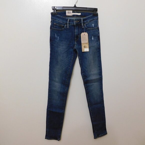 𝅺JR25 Levi's Blue Women's 711 Mid-Rise Little Secret Skinny Jeans - Picture 1 of 2